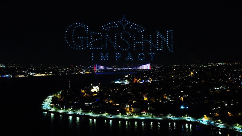 İstanbul Boğazı'nda Genshin Impact'e Özel Drone Gösterisi Yapıldı: İşte Oluşan Muhteşem Manzaralar