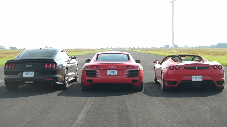 Ford Mustang GT, Audi R8 ve Ferrari F430, Drag Yarışında Karşı Karşıya Geldi! [VİDEO]