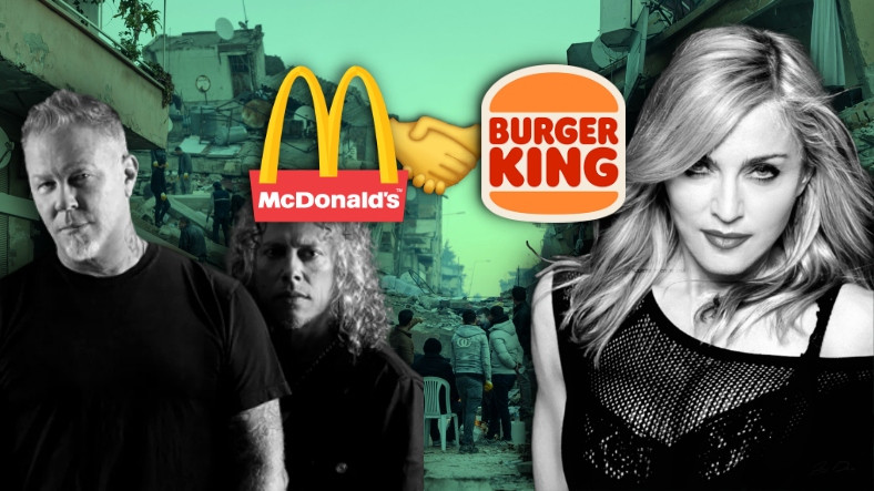 Ezeli Rakipler McDonald's ve Burger King, Depremzedeler İçin Ortak Kampanya Başlattı: Madonna ve Metallica'dan Dünyaya Deprem Çağrısı!