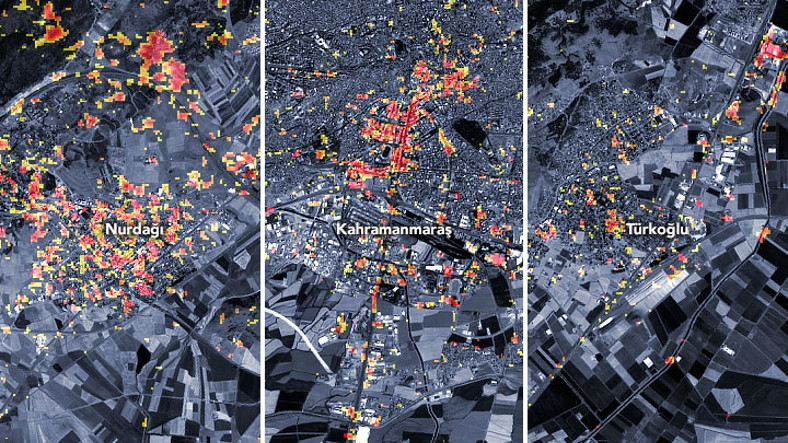 NASA, Kahramanmaraş Depremlerinin Yarattığı Hasarın Haritasını Paylaştı