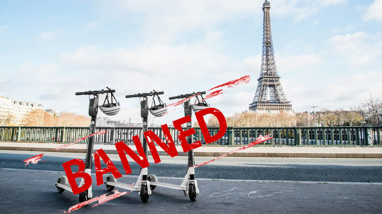 Paris'te Elektrikli Scooter Kullanımı Yasaklandı