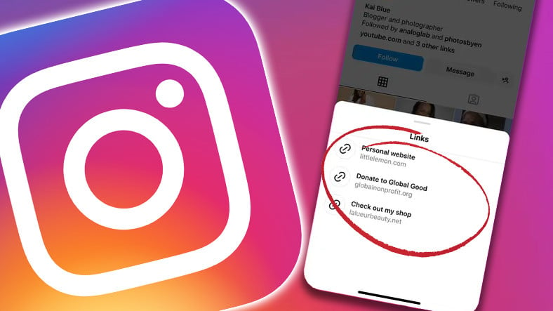 Instagram'da Profile 5 Link Eklenebilecek