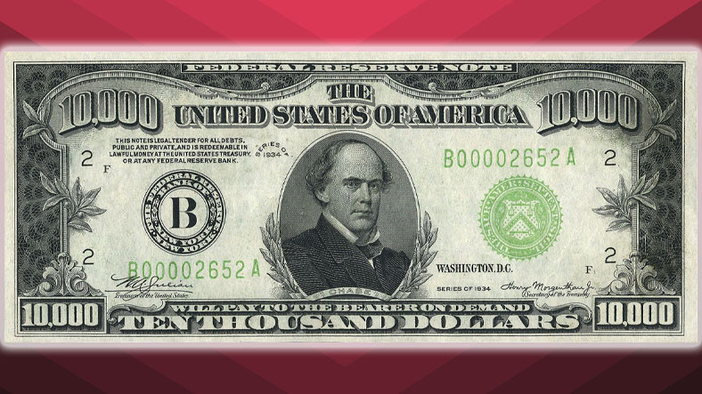 ABD'nin 89 Yıl Evvel Bastığı 10 Bin Dolarlık Banknot, Rekor Fiyata Satıldı